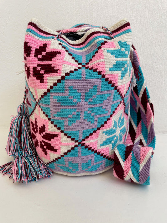 Blue & Pink Flower Mochila